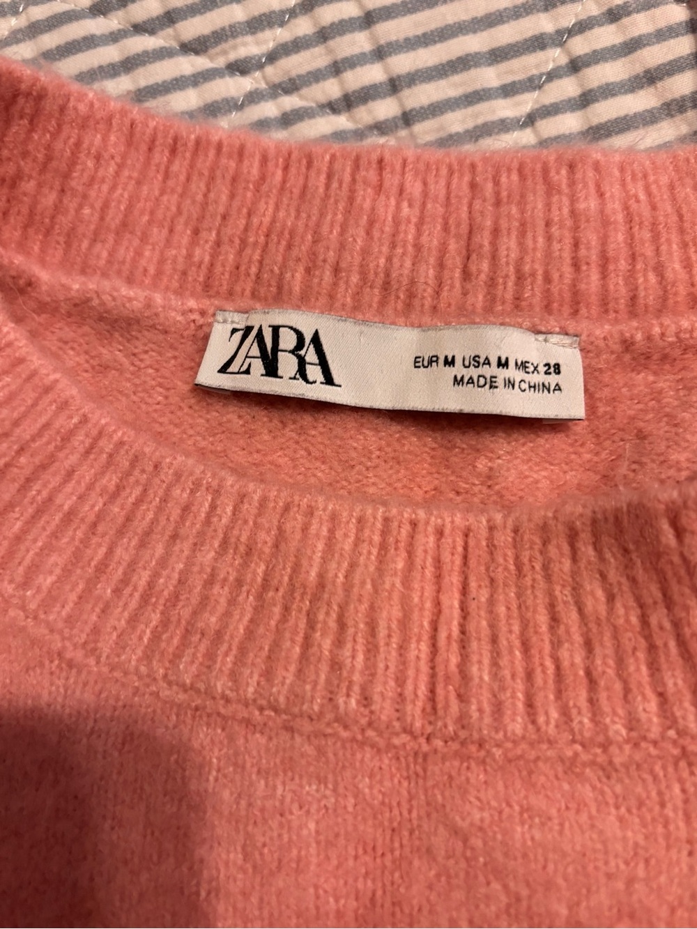 ZARA Soft Coral Crewneck Sweater
